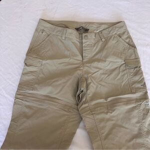 The North Face women’s Tan Convertible hiking Pants zip off for shorts Size 12